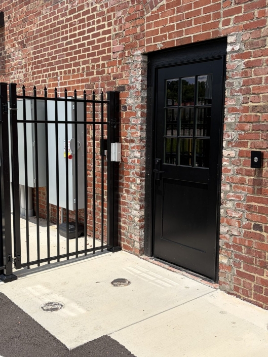 Pedestrian gate brick entry