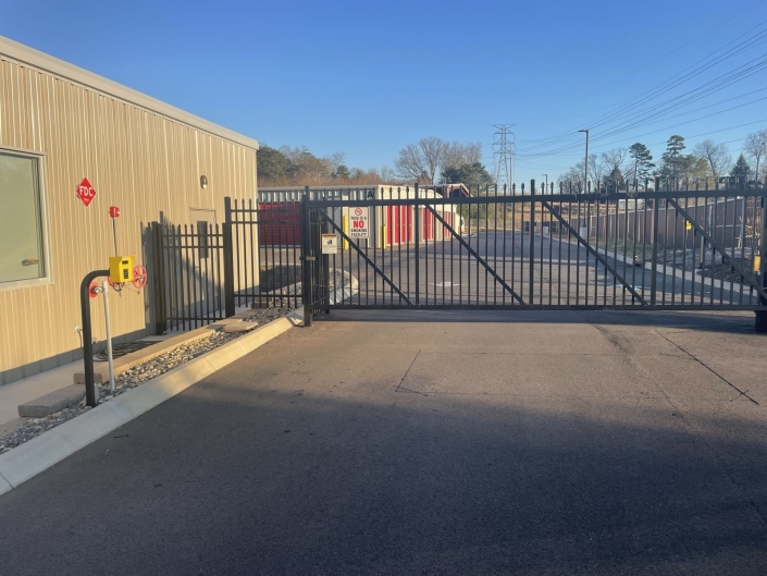 Self storage facility gate